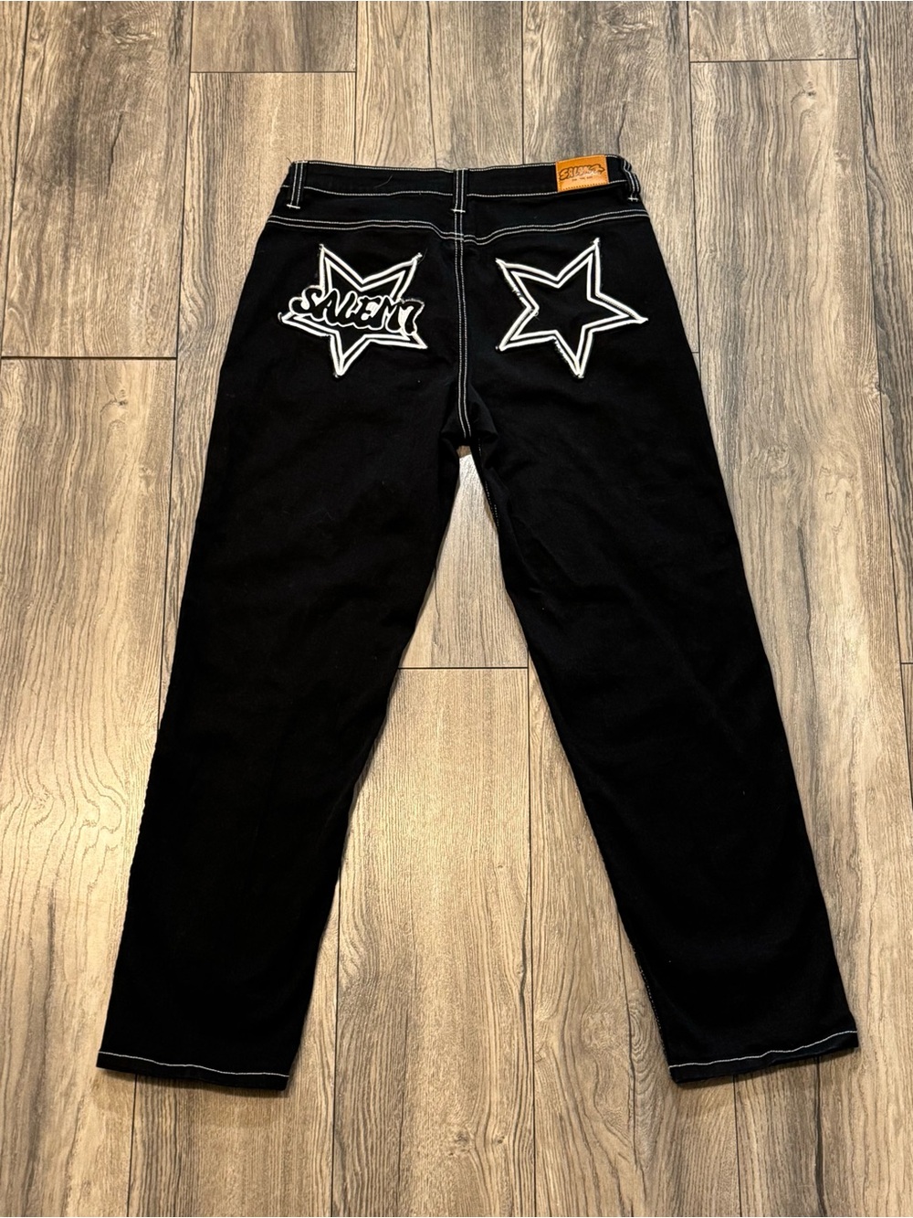 Salem7 Black Star Graphic Jeans Size 30 Y2K Streetwear Skater
